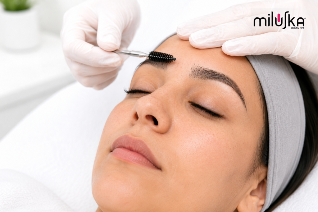 brow lamination with original miluska logo